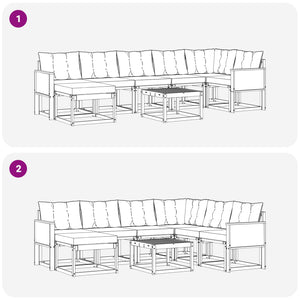 Σειρά Καναπέ Εξωτερικού με μαξιλάρι 8 pcs Φυσικό και Κρέμα - Pakobazaar