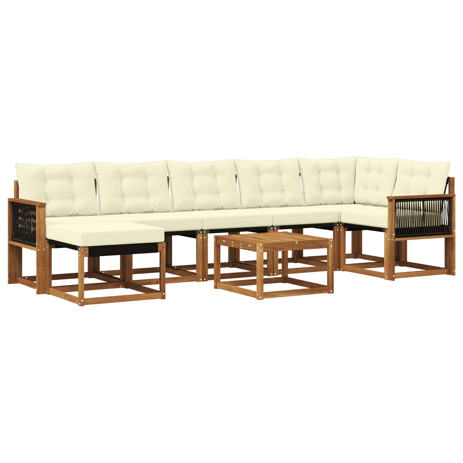Σειρά Καναπέ Εξωτερικού με μαξιλάρι 8 pcs Φυσικό και Κρέμα - Pakobazaar