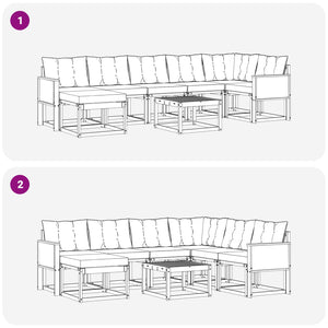 Σειρά Καναπέ Εξωτερικού με μαξιλάρι 8 pcs Φυσικό και Κρέμα - Pakobazaar