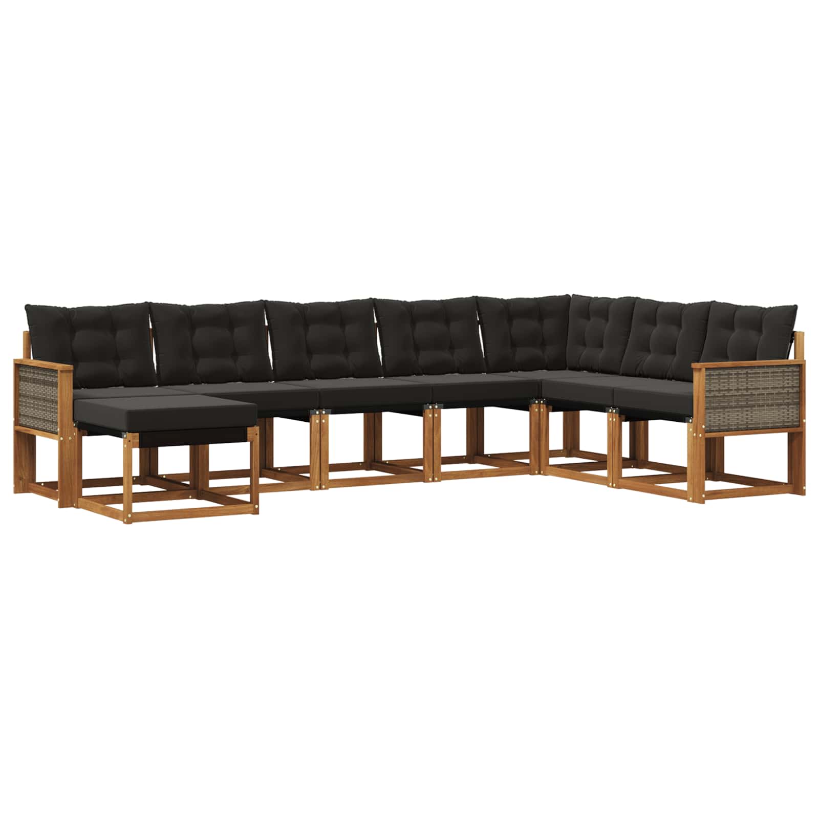 Σειρά Καναπέ Εξωτερικού με μαξιλάρι 8 pcs Φυσικό και Μαύρο - Pakobazaar