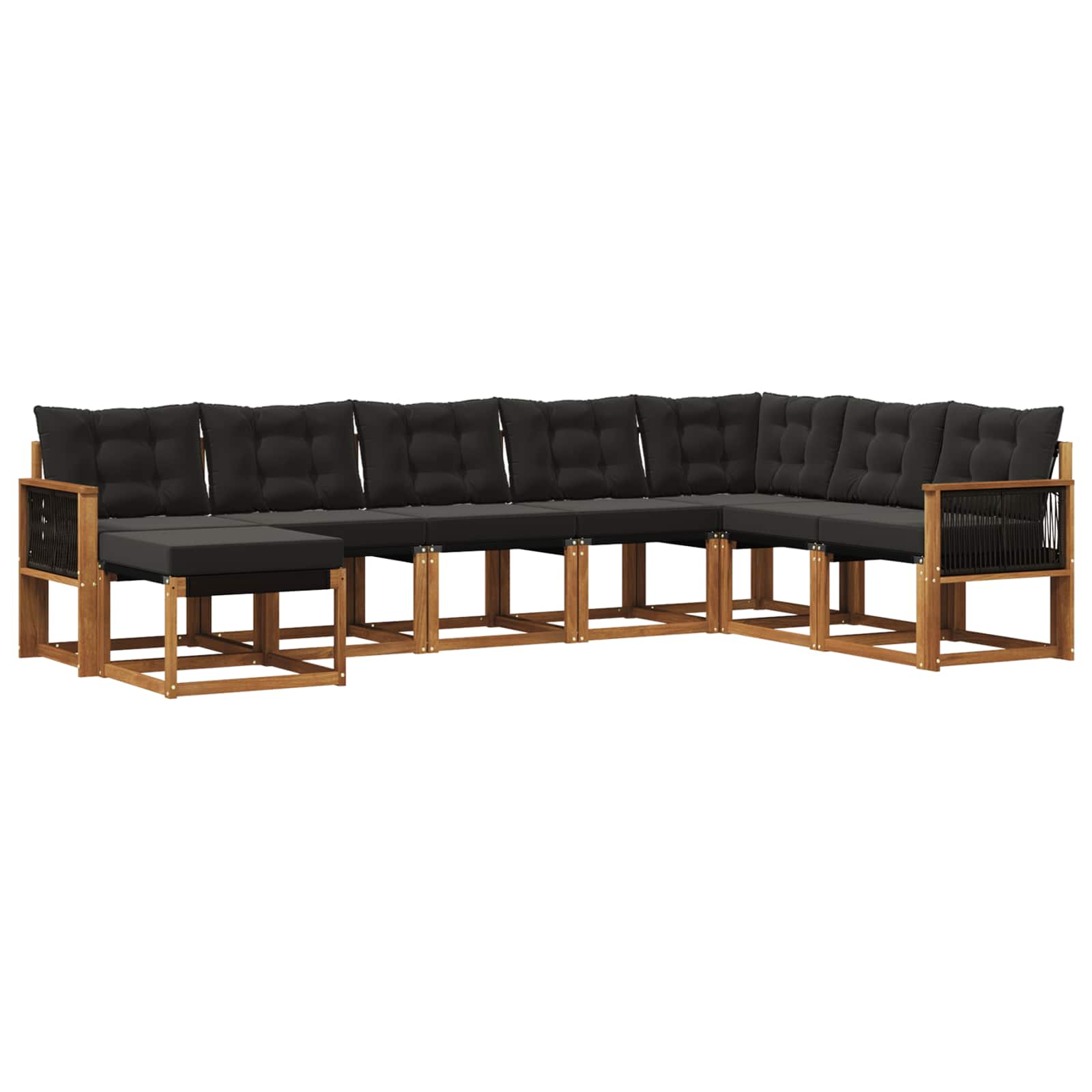 Σειρά Καναπέ Εξωτερικού με μαξιλάρι 8 pcs Φυσικό και Μαύρο - Pakobazaar