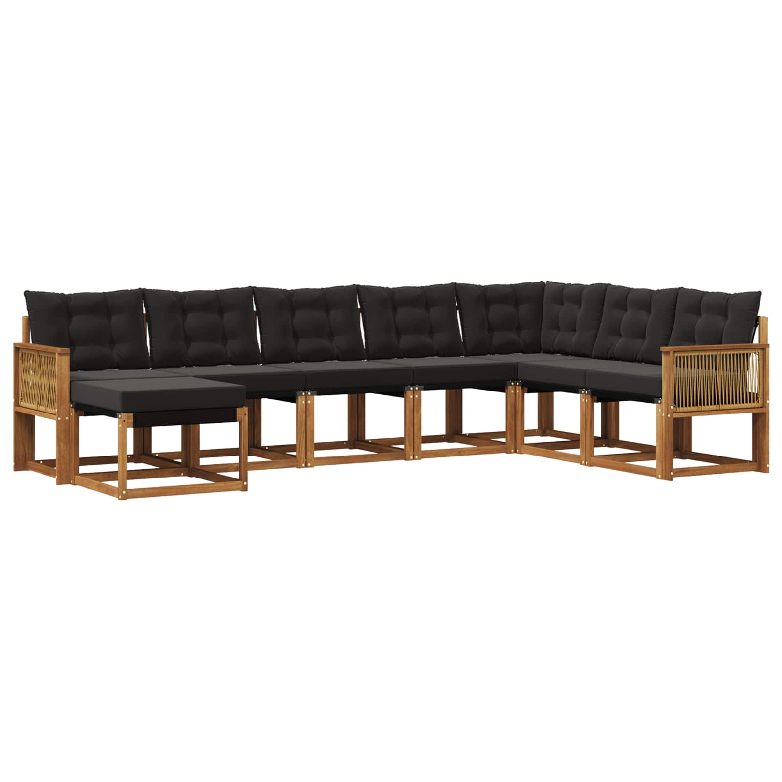 Σειρά Καναπέ Εξωτερικού με μαξιλάρι 8 pcs Φυσικό και Μαύρο - Pakobazaar