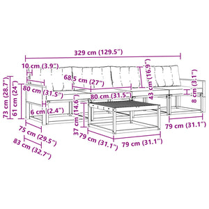 Σειρά Καναπέ Εξωτερικού με μαξιλάρι 5 pcs Φυσικό και Μαύρο - Pakobazaar