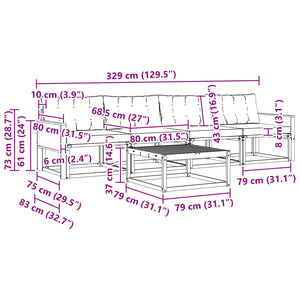 Σειρά Καναπέ Εξωτερικού 5 pcs Φυσικό και Ανοιχτό Γκρι - Pakobazaar