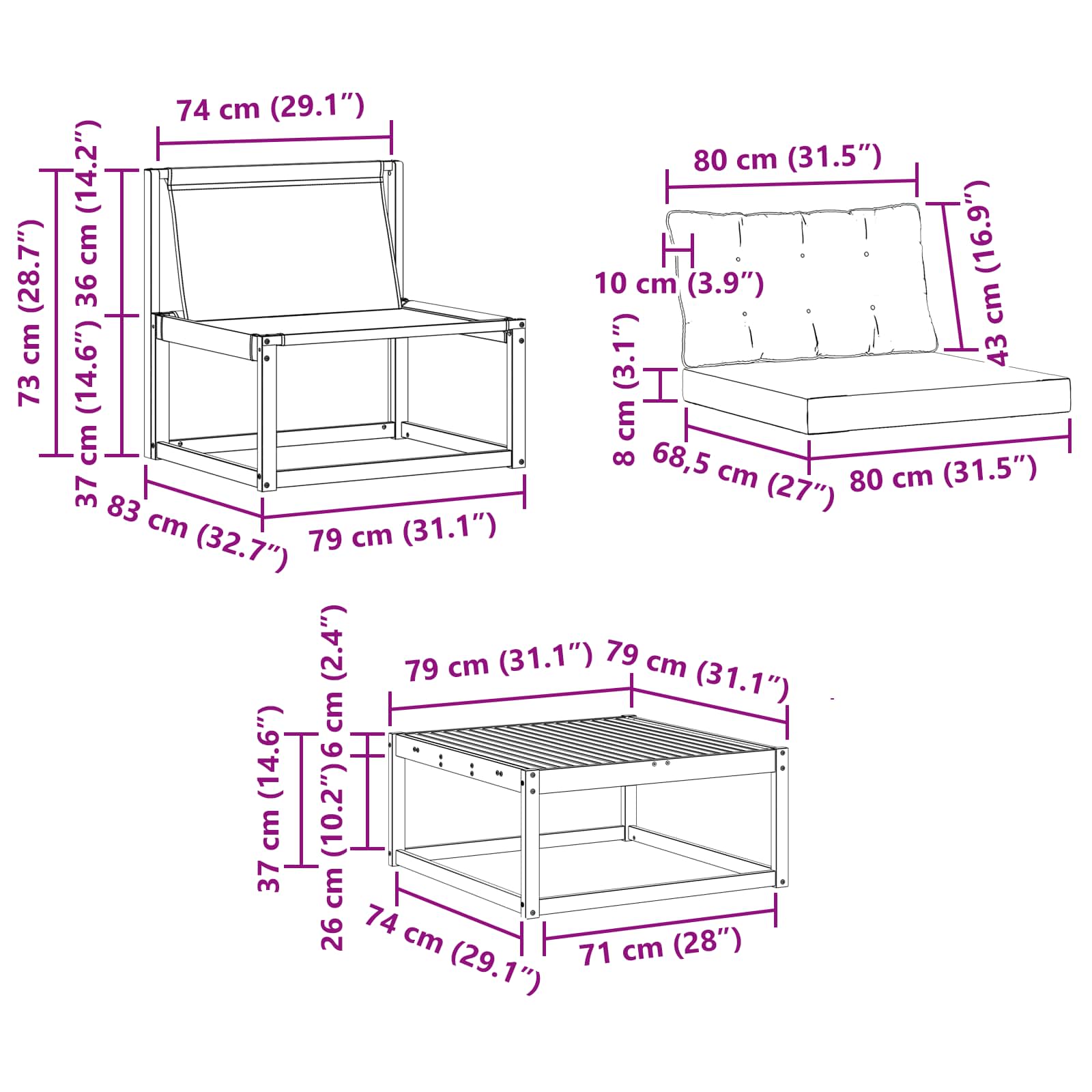 Σειρά Καναπέ Εξωτερικού με μαξιλάρι 8 pcs Φυσικό και Μπεζ - Pakobazaar
