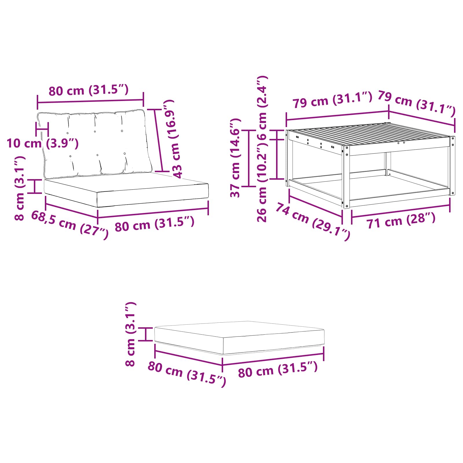 Σειρά Καναπέ Εξωτερικού 4 pcs Φυσικό και Ανοιχτό Γκρι - Pakobazaar