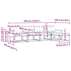 Σειρά Καναπέ Εξωτερικού με μαξιλάρι 5 pcs Φυσικό και Μπεζ - Pakobazaar