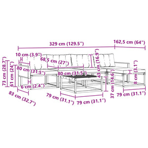 Σειρά Καναπέ Εξωτερικού με μαξιλάρι 6 pcs Φυσικό και Μπεζ - Pakobazaar