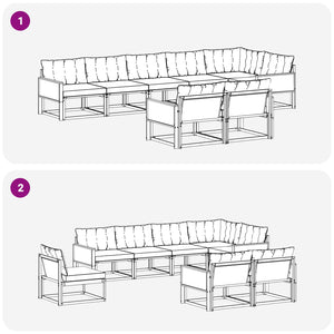 Σειρά Καναπέ Εξωτερικού με μαξιλάρι 8 pcs Φυσικό και Μπεζ - Pakobazaar