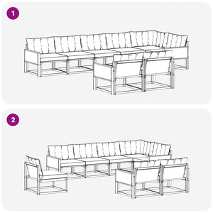 Σειρά Καναπέ Εξωτερικού με μαξιλάρι 8 pcs Φυσικό και Μαύρο - Pakobazaar