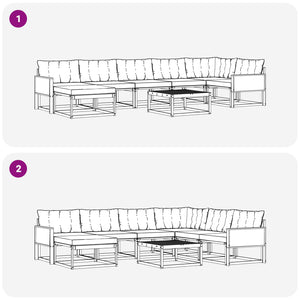 Σειρά Καναπέ Εξωτερικού με μαξιλάρι 8 pcs Φυσικό και Μαύρο - Pakobazaar
