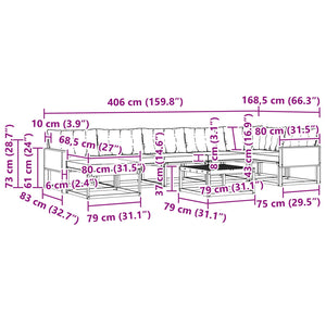 Σειρά Καναπέ Εξωτερικού με μαξιλάρι 8 pcs Φυσικό και Μπεζ - Pakobazaar