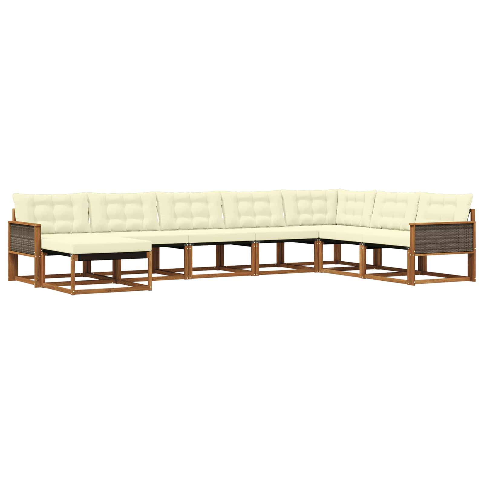 Σειρά Καναπέ Εξωτερικού με μαξιλάρι 8 pcs Φυσικό και Κρέμα - Pakobazaar