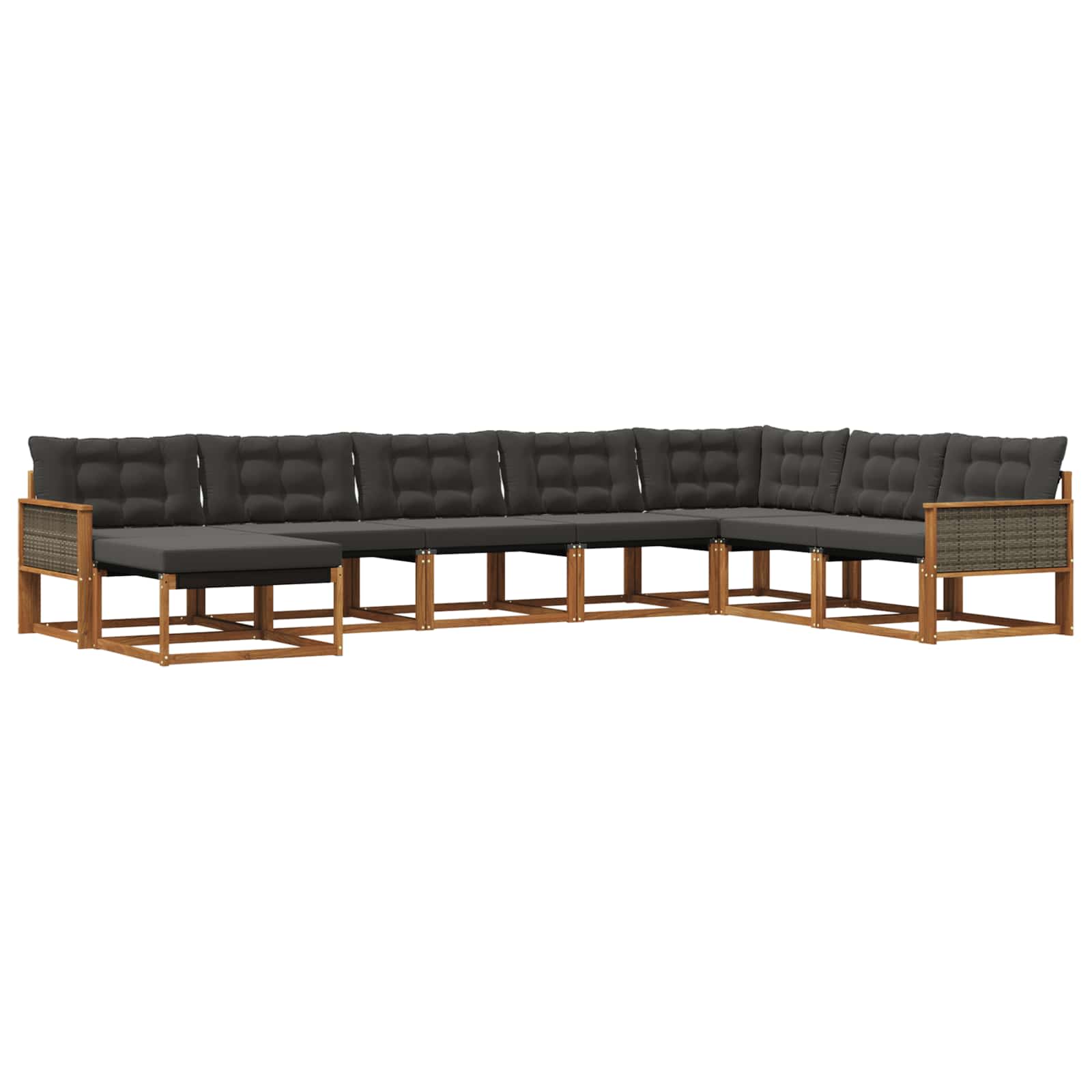 Σειρά Καναπέ Εξωτερικού με μαξιλάρι 8 pcs Φυσικό και Μαύρο - Pakobazaar