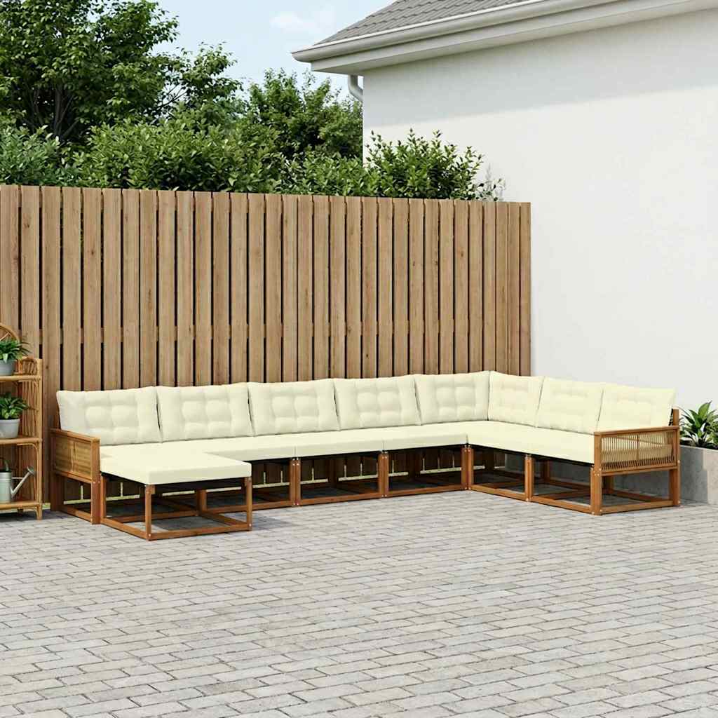 Σειρά Καναπέ Εξωτερικού με μαξιλάρι 8 pcs Φυσικό και Κρέμα - Pakobazaar