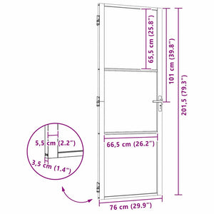 Γυάλινη πόρτα 76 x 3,5 x 201,5 εκ Αλουμίνιο Μαύρο