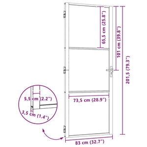 Γυάλινη πόρτα 83 x 3,5 x 201,5 εκ Αλουμίνιο Μαύρο