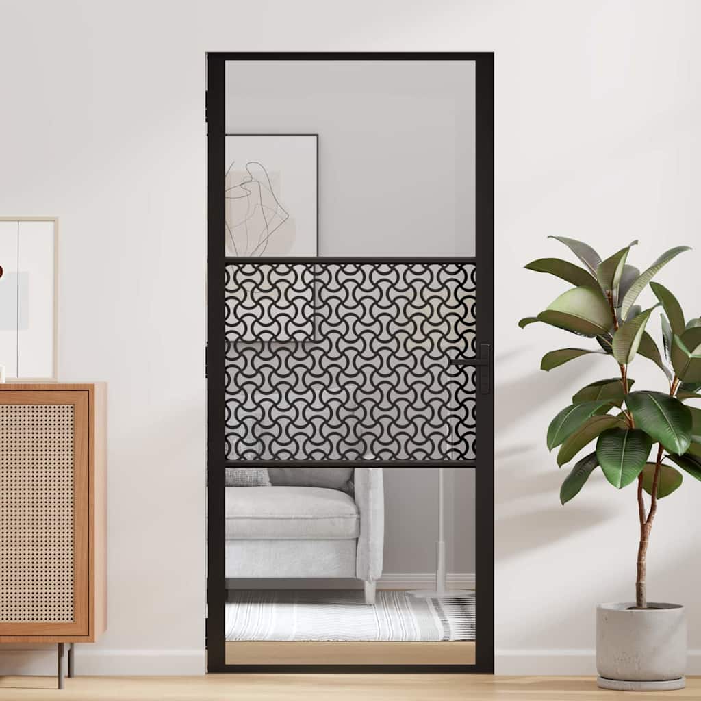 Γυάλινη πόρτα Μαύρο 76 x 3.5 x 201.5 εκ Αλουμίνιο