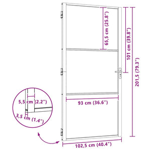 Γυάλινη πόρτα 102,5 x 3,5 x 201,5 εκ Αλουμίνιο Μαύρο