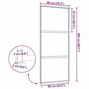 Γυάλινη πόρτα 90 x 2 x 205 εκ. Αλουμίνιο Μαύρο