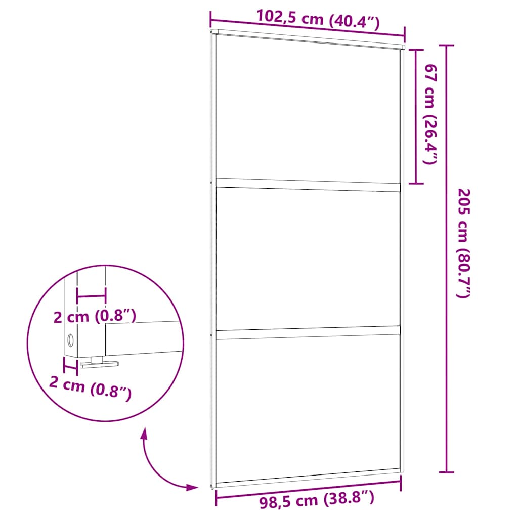 Γυάλινη πόρτα Μαύρο 90 x 2 x 205 εκ. Αλουμίνιο - Pakobazaar