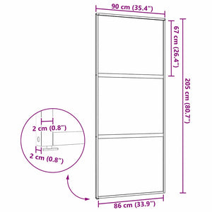 Γυάλινη πόρτα Ριγέ Μαύρο 90 x 2 x 205 εκ. Αλουμίνιο
