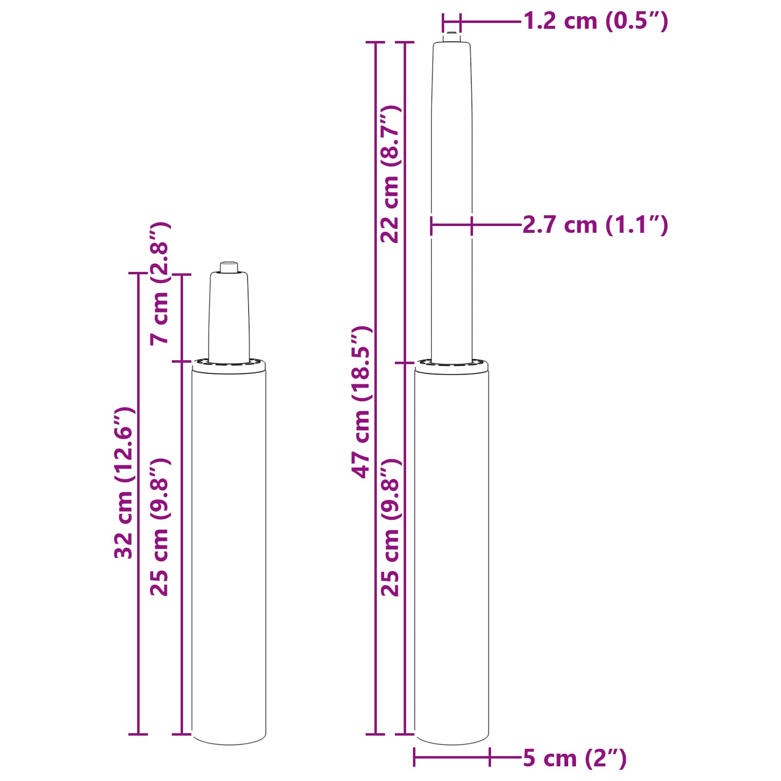 Κύλινδρος Αερίου Καρέκλας Γραφείου Με επίστρωση χρωμίου Σίδερο - Pakobazaar