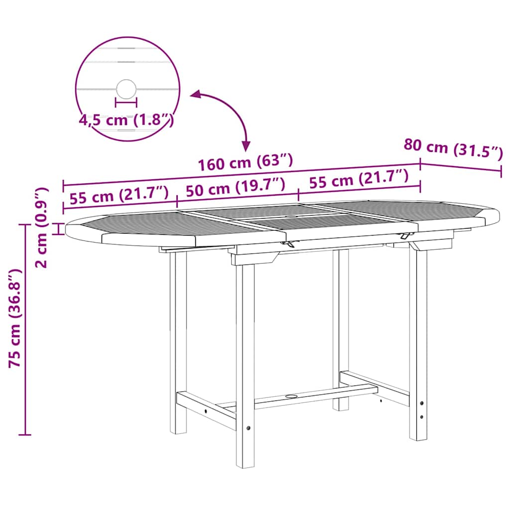 Σέτ φαγητού για κήπο 5 pcs Καφέ Στερεό Ξύλο Τίκ