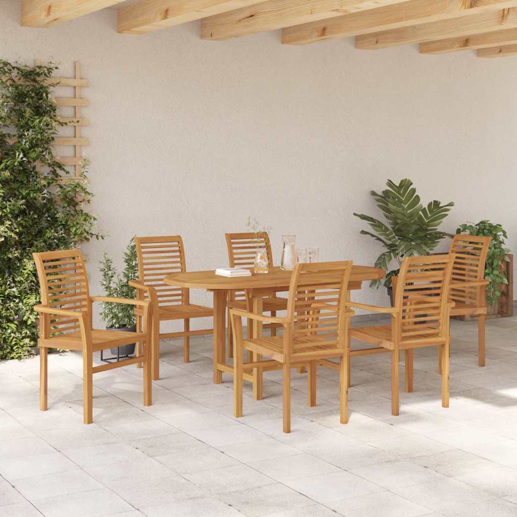 Σέτ φαγητού για κήπο 7 pcs Καφέ Στερεό Ξύλο Τίκ