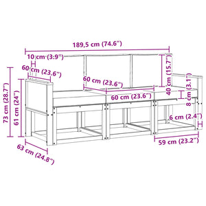Σειρά Καναπέ Εξωτερικού με μαξιλάρι 3 pcs Φυσικό και Κρέμα - Pakobazaar