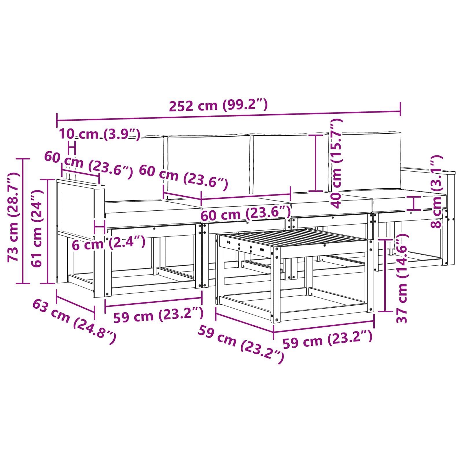 Σειρά Καναπέ Εξωτερικού με μαξιλάρι 4 pcs Φυσικό και Κρέμα - Pakobazaar