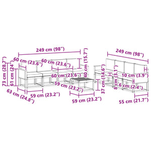 Σειρά Καναπέ Εξωτερικού με μαξιλάρι 7 pcs Φυσικό και Κρέμα - Pakobazaar