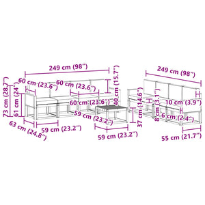 Σειρά Καναπέ Εξωτερικού με μαξιλάρι 7 pcs Φυσικό και Κρέμα - Pakobazaar