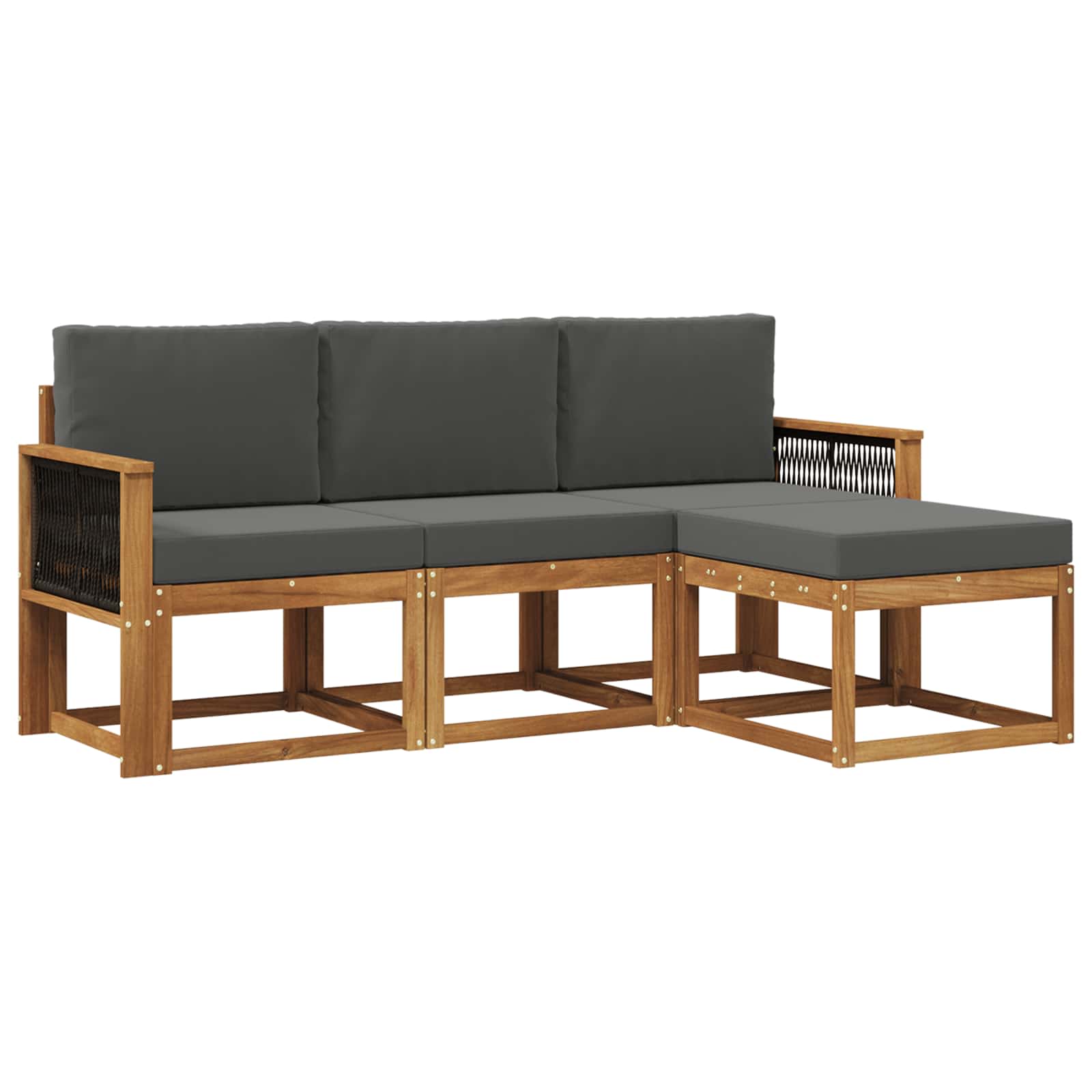 Σειρά Καναπέ Εξωτερικού με μαξιλάρι 4 pcs Φυσικό και Ανθρακί - Pakobazaar
