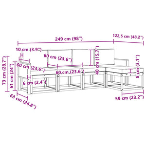 Σειρά Καναπέ Εξωτερικού 5 pcs Φυσικό και Κρέμα Πολυεστέρας - Pakobazaar