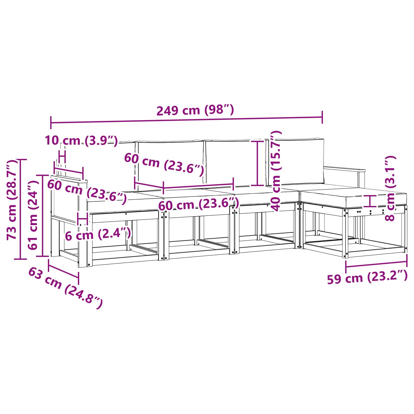 Σειρά Καναπέ Εξωτερικού 5 pcs Φυσικό και Κρέμα Πολυεστέρας - Pakobazaar