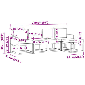 Σειρά Καναπέ Εξωτερικού 5 pcs Φυσικό και Κρέμα Πολυεστέρας - Pakobazaar