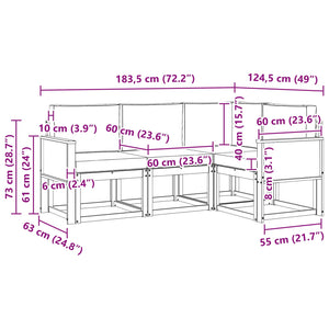 Σειρά Καναπέ Εξωτερικού 4 pcs Φυσικό και Ανοιχτό Γκρι - Pakobazaar