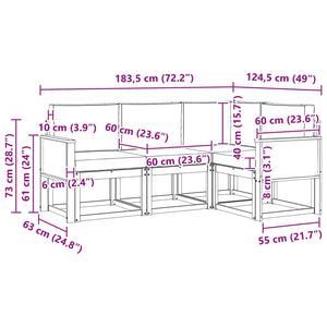 Σειρά Καναπέ Εξωτερικού 4 pcs Φυσικό και Κρέμα Πολυεστέρας - Pakobazaar