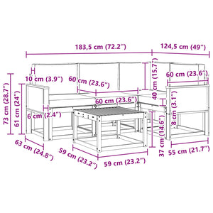 Σειρά Καναπέ Εξωτερικού 5 pcs Φυσικό και Κρέμα Πολυεστέρας - Pakobazaar