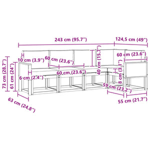 Σειρά Καναπέ Εξωτερικού 5 pcs Φυσικό και Ανθρακί Πολυεστέρας - Pakobazaar