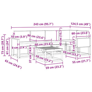 Σειρά Καναπέ Εξωτερικού με μαξιλάρι 6 pcs Φυσικό και Μπεζ - Pakobazaar