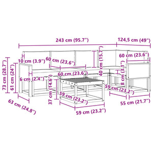 Σειρά Καναπέ Εξωτερικού με μαξιλάρι 6 pcs Φυσικό και Κρέμα - Pakobazaar