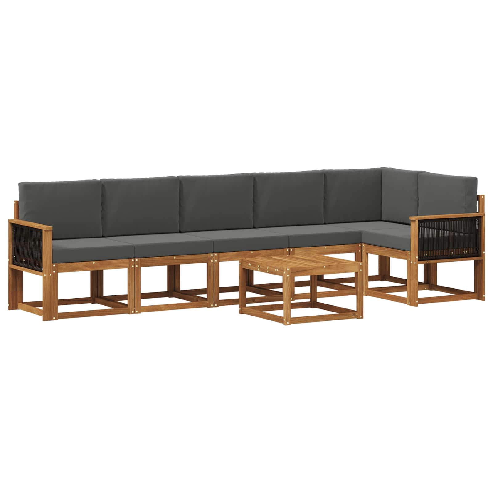 Σειρά Καναπέ Εξωτερικού 7 pcs Φυσικό και Ανθρακί Πολυεστέρας - Pakobazaar