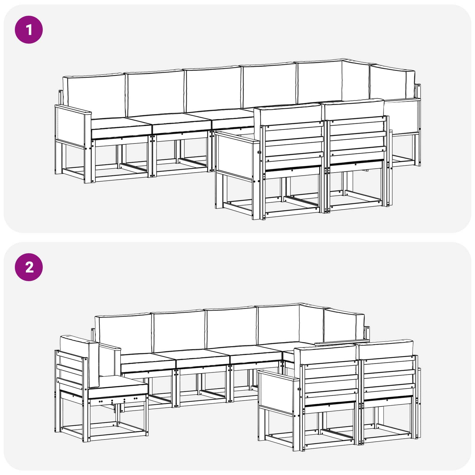Σειρά Καναπέ Εξωτερικού 8 pcs Φυσικό και Ανθρακί Πολυεστέρας - Pakobazaar