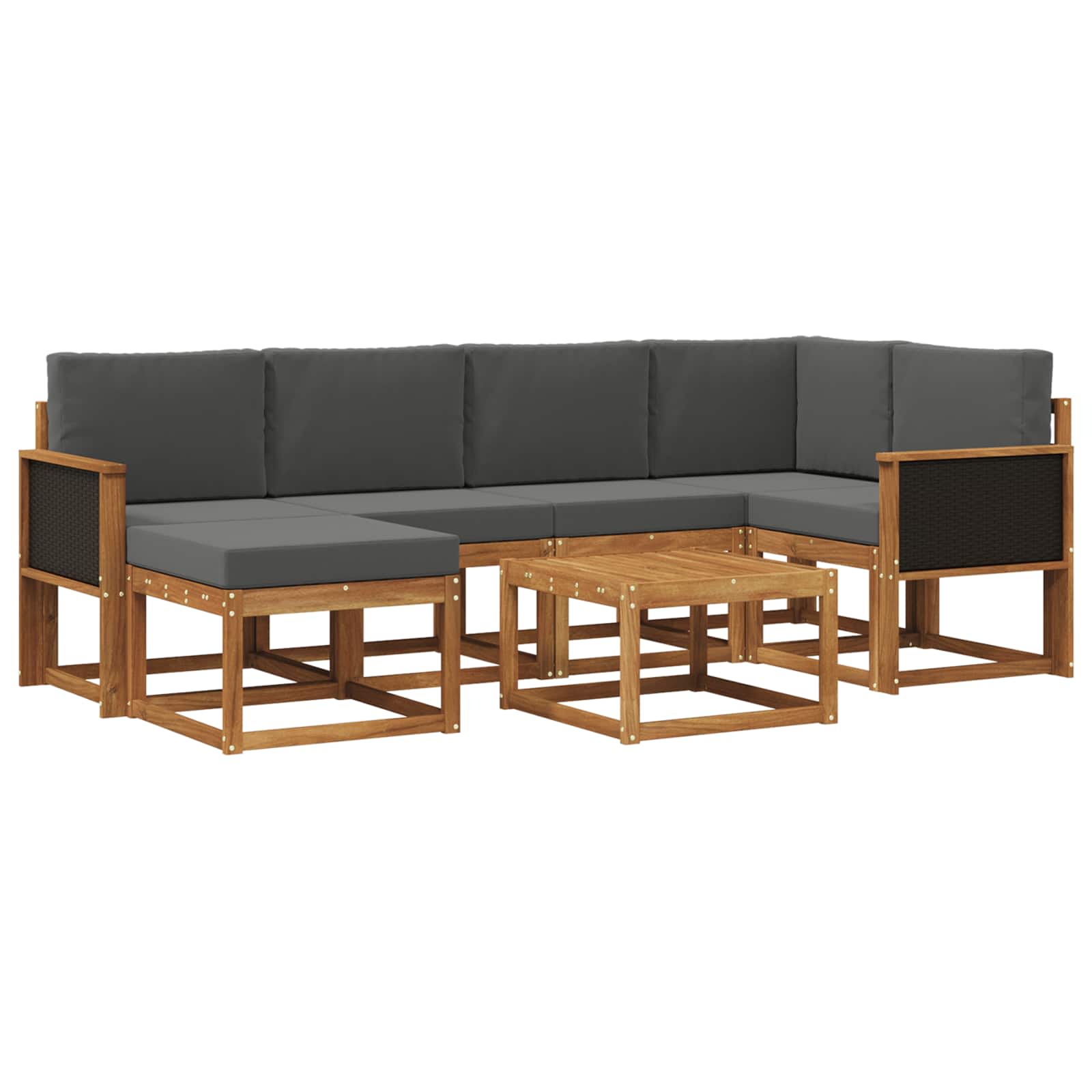 Σειρά Καναπέ Εξωτερικού με μαξιλάρι 7 pcs Φυσικό και Ανθρακί - Pakobazaar