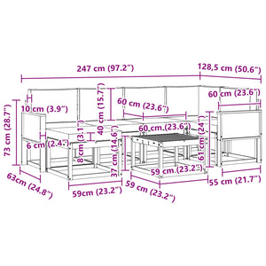 Σειρά Καναπέ Εξωτερικού με μαξιλάρι 7 pcs Φυσικό και Μπεζ - Pakobazaar