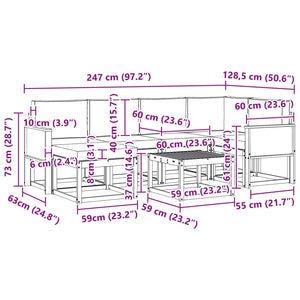 Σειρά Καναπέ Εξωτερικού με μαξιλάρι 7 pcs Φυσικό και Κρέμα - Pakobazaar
