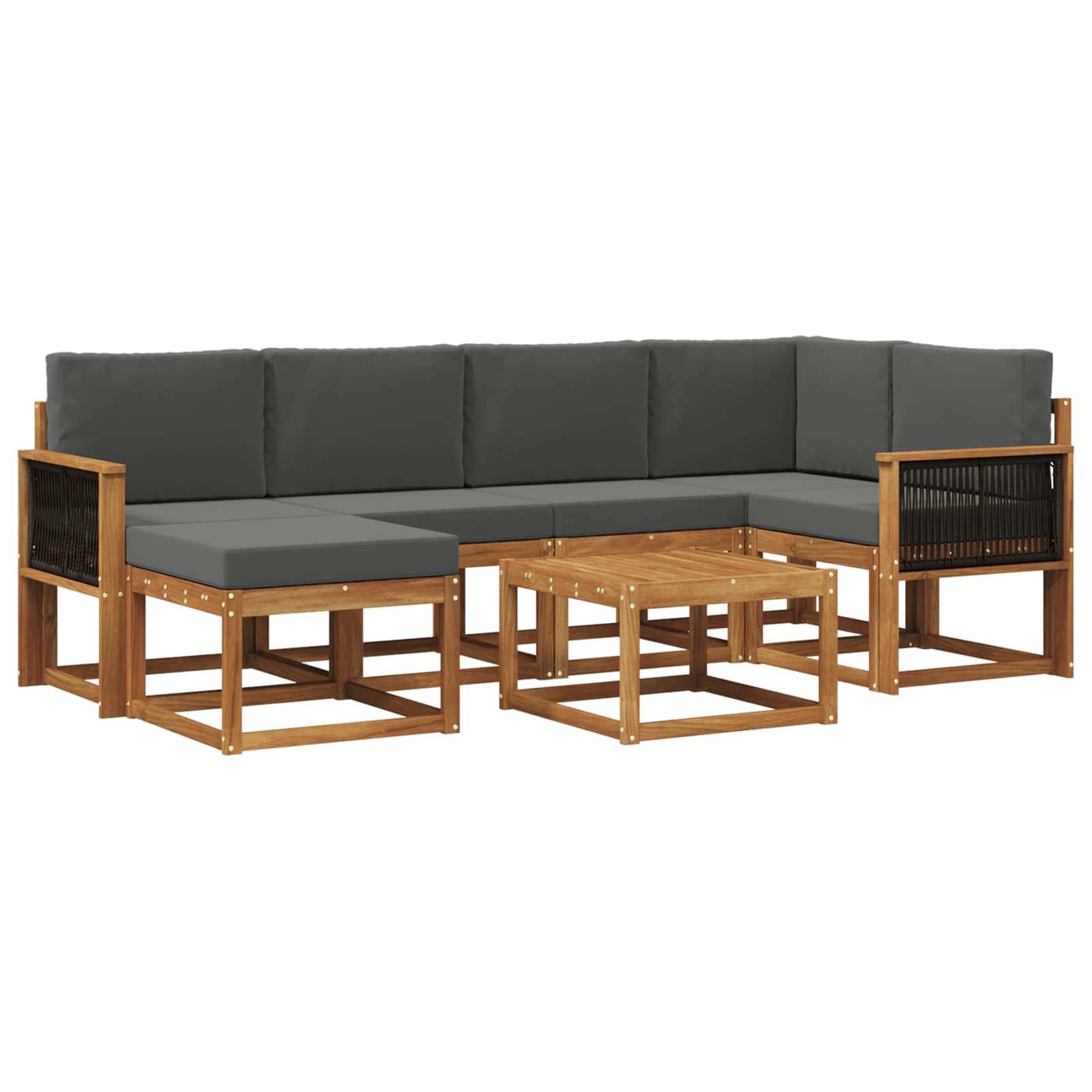 Σειρά Καναπέ Εξωτερικού με μαξιλάρι 7 pcs Φυσικό και Ανθρακί - Pakobazaar
