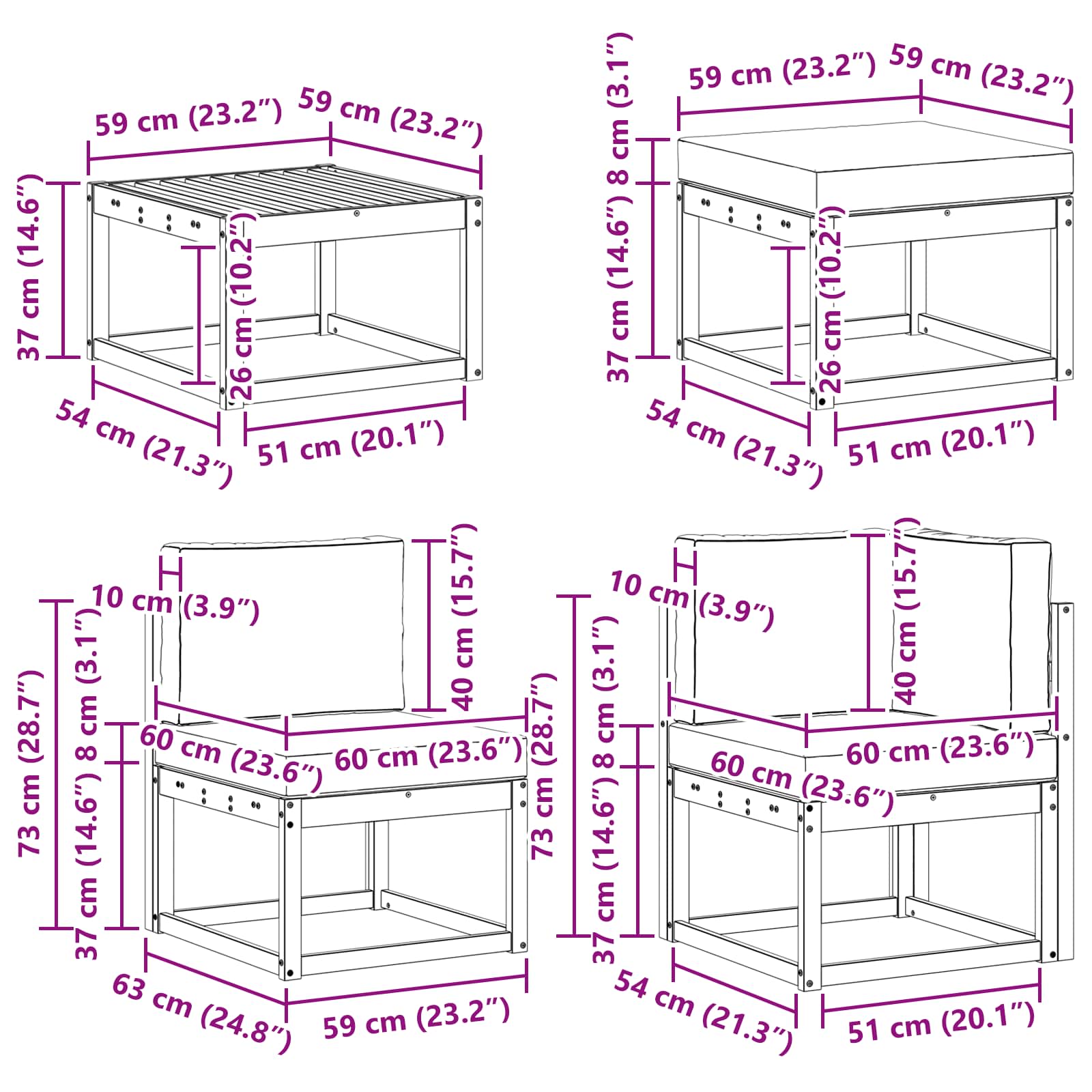 Σειρά Καναπέ Εξωτερικού 8 pcs Φυσικό και Ανθρακί Πολυεστέρας - Pakobazaar